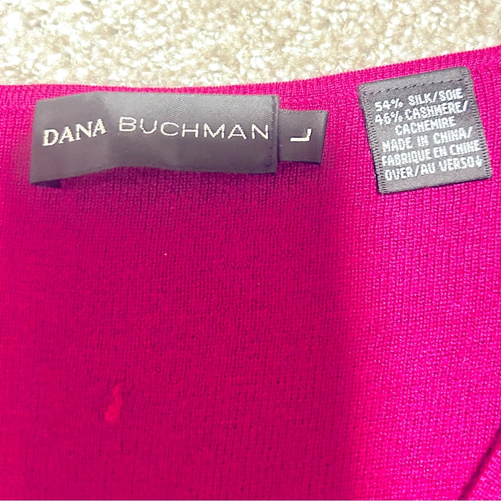 Dana Buchman Magenta Silk/Cashmere Cap Sleeve with Tie Front Sweater Size Large - Picture 7 of 9